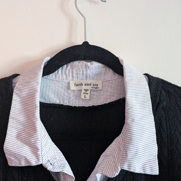 Faith and Joy Striped Blouse With Knit Vest - Picture 3 of 7